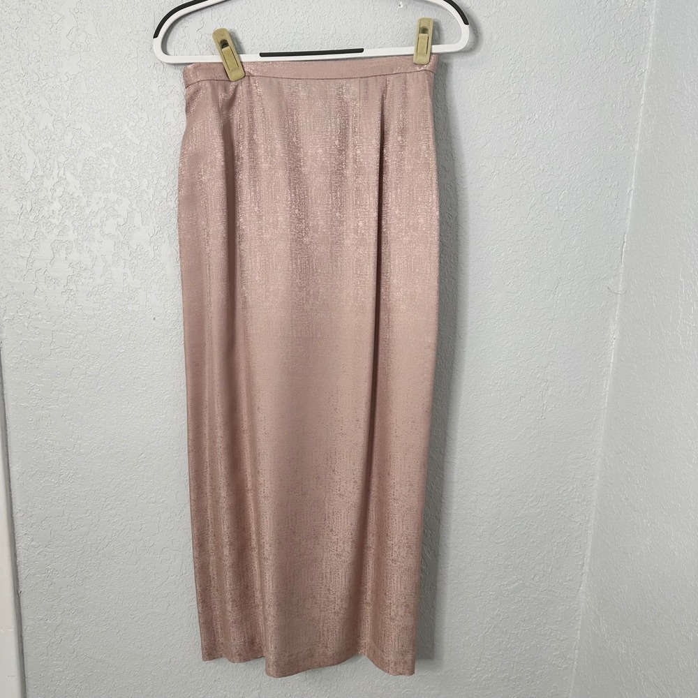 Adrianna Papell Pink Silk Embroidered Jacket Skirt Suit Set Womens Size 10 - Picture 4 of 7